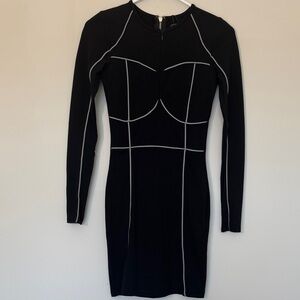 NWT Maniere de Voir Black Long Sleeve Piping Bodycon Dress - 4